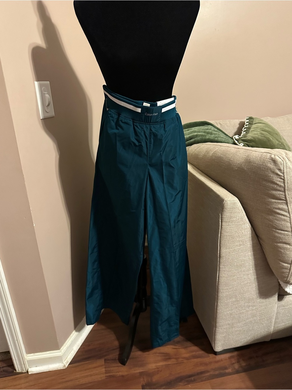 Calvin Klein Deep Teal Wide Leg Relaxed Track Pant